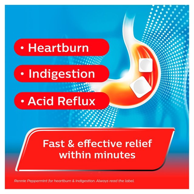 Rennie Peppermint Heartburn & Indigestion Relief Tablets   24 per pack