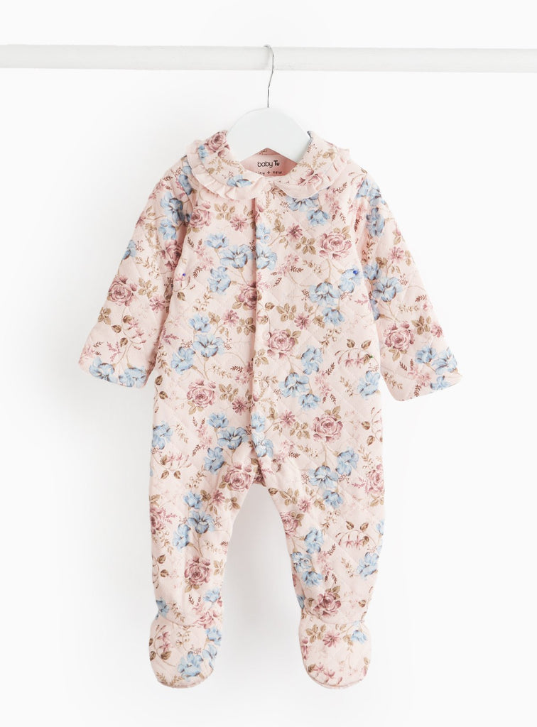 Pink Quilted Floral Print 2.5 Tog Sleepsuit Up to 1 mth