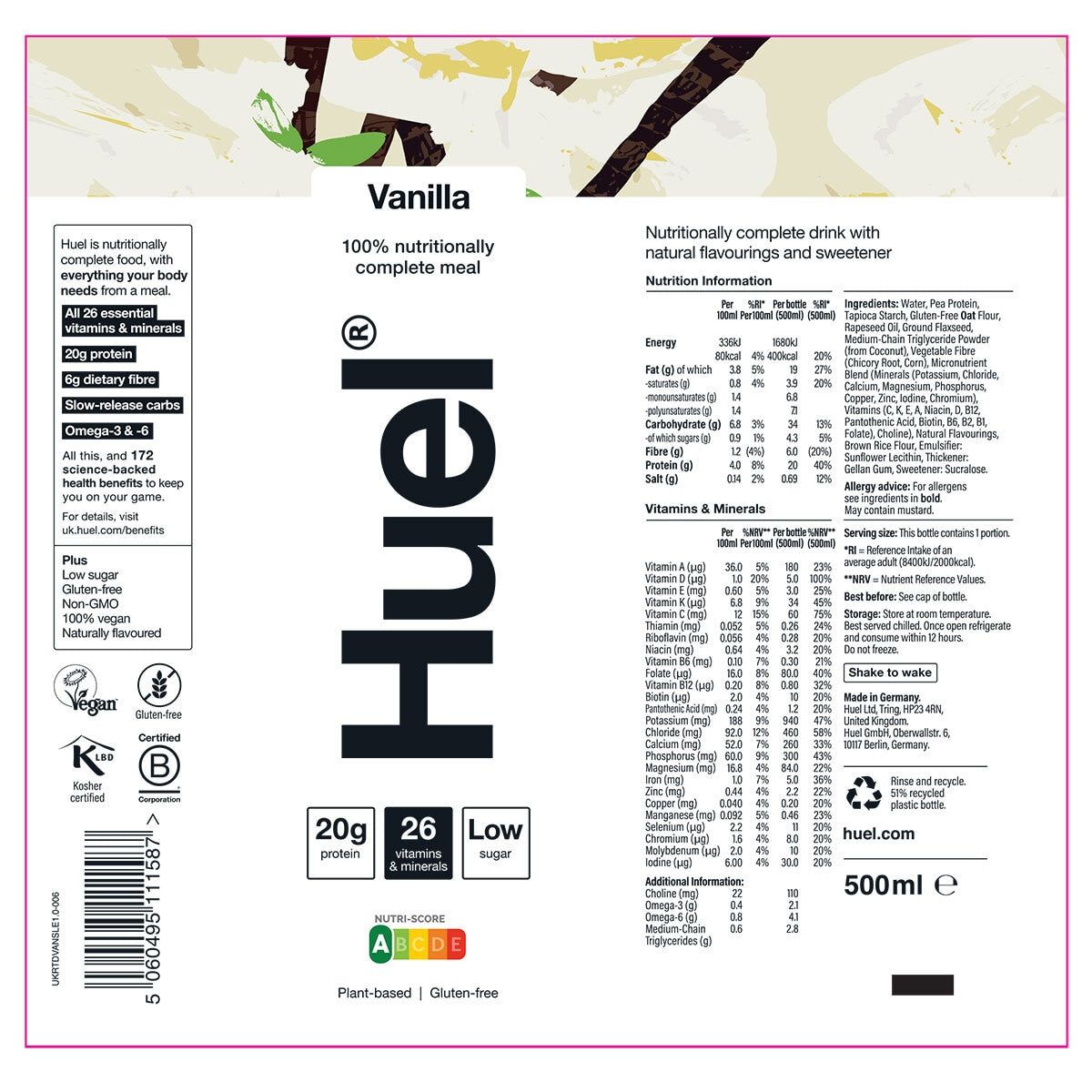 Huel Complete Meal Drink Vanilla, 8 x 500ml