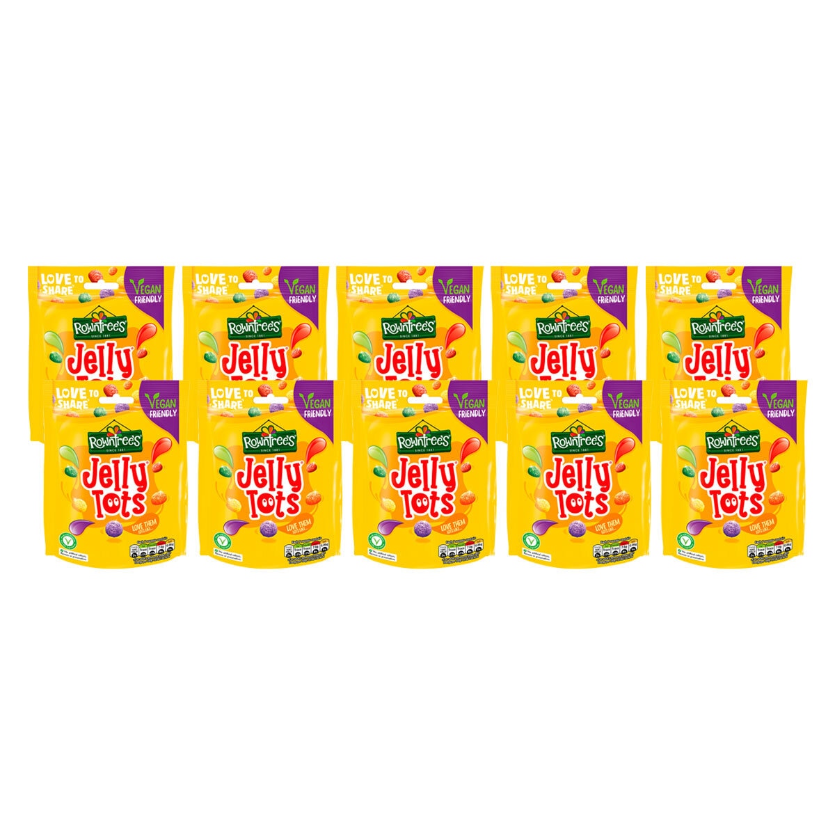 Rowntree's Jelly Tots sweet multipack 10 x 150g, imported from the UK