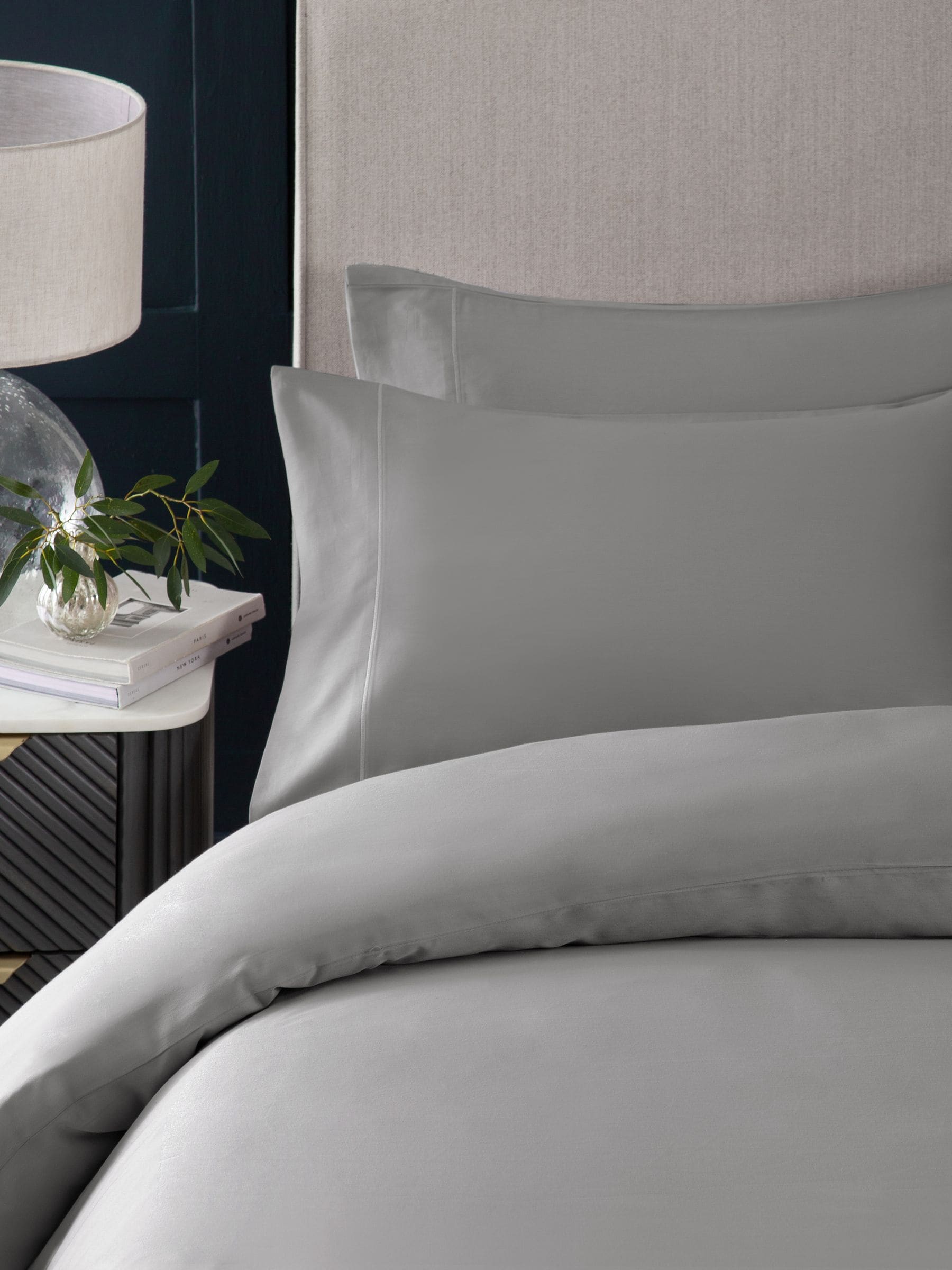 Silver grey duvet cover and pillowcase set (British brand)