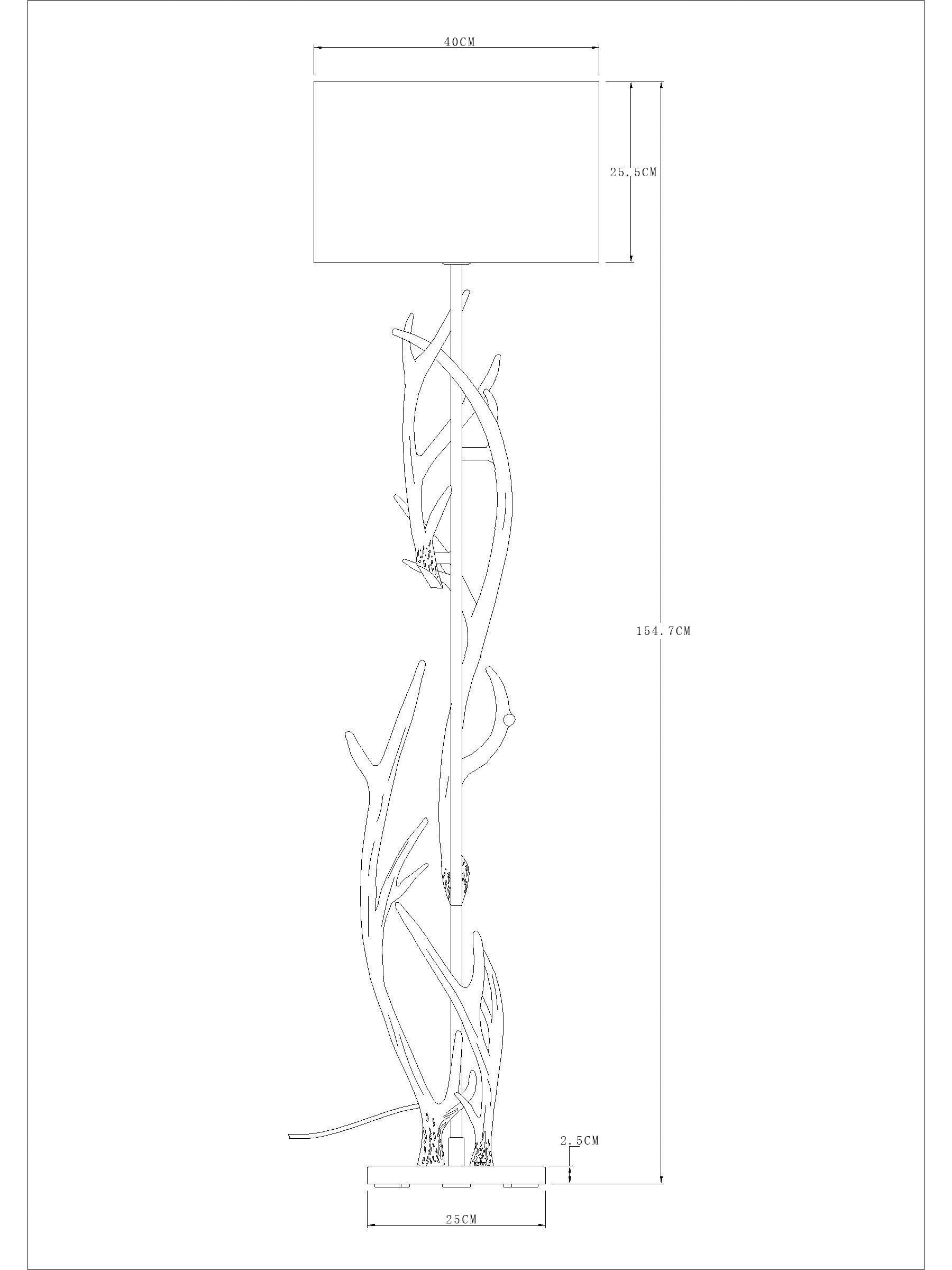 Antler floor lamp hand painted finish fabric shade imported from the UK