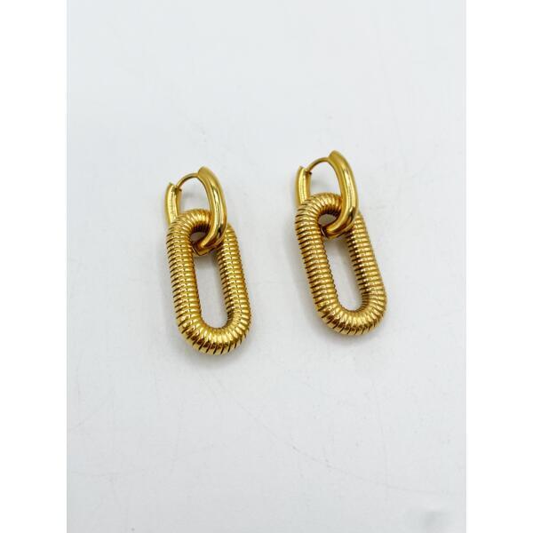 SVNX ribbed oval hoop earrings in gold (British brand)