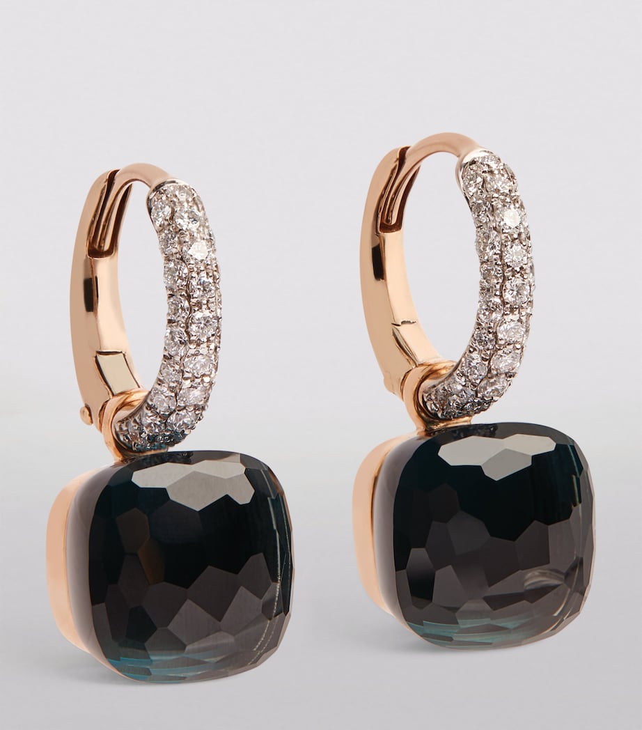 Pomellato drop earrings London blue topaz diamonds mixed metal - British product