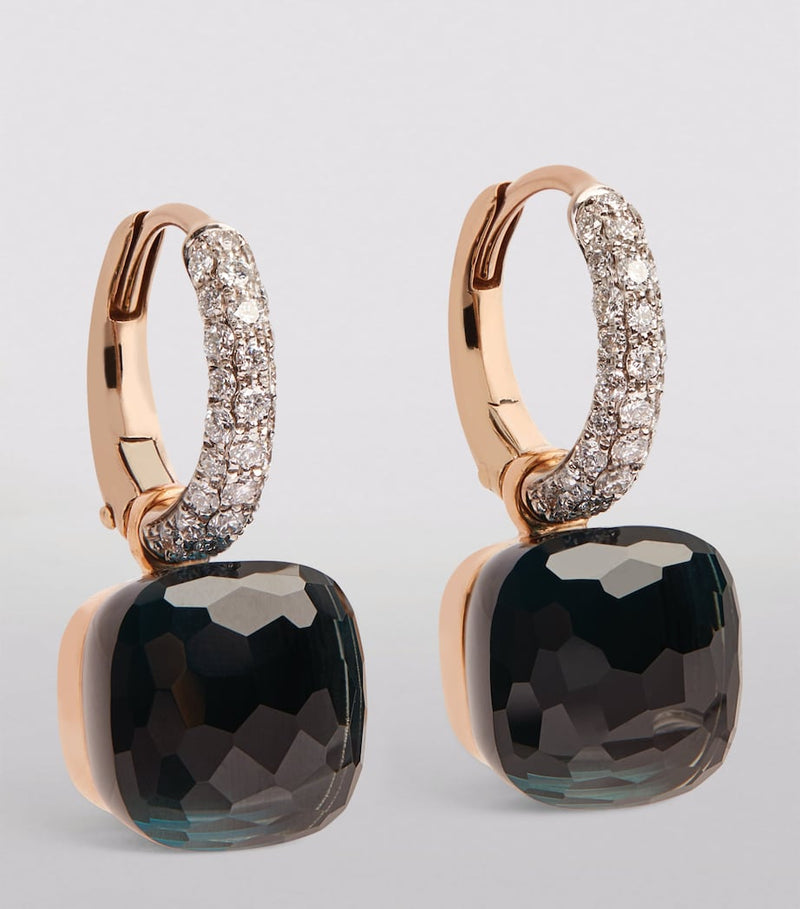 Pomellato drop earrings London blue topaz diamonds mixed metal - British product