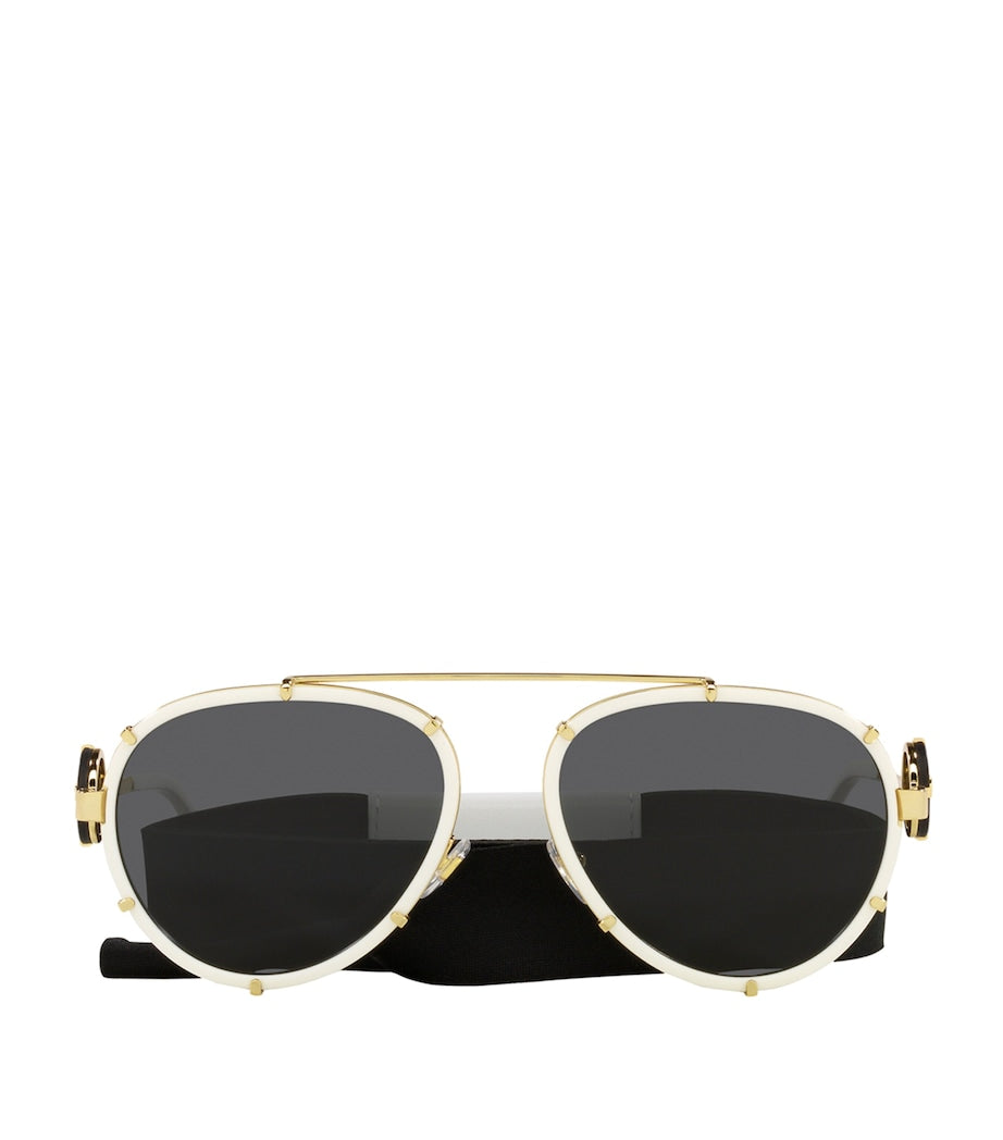 Versace pilot sunglasses polished metal tinted lenses, UK version