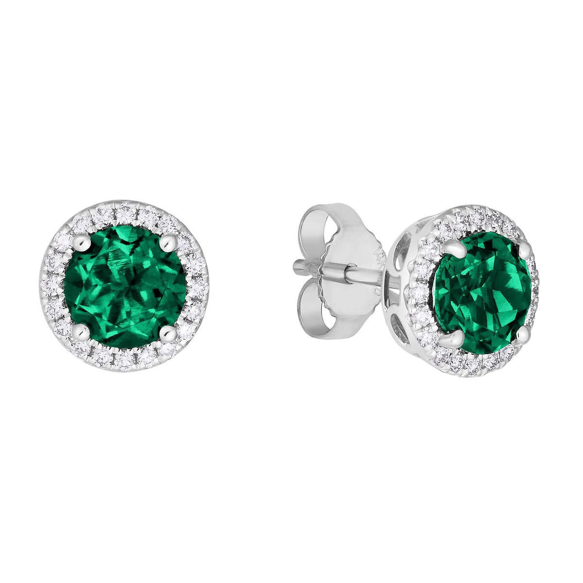 Costco lab emerald diamond earrings 14ct white gold, imported from the UK