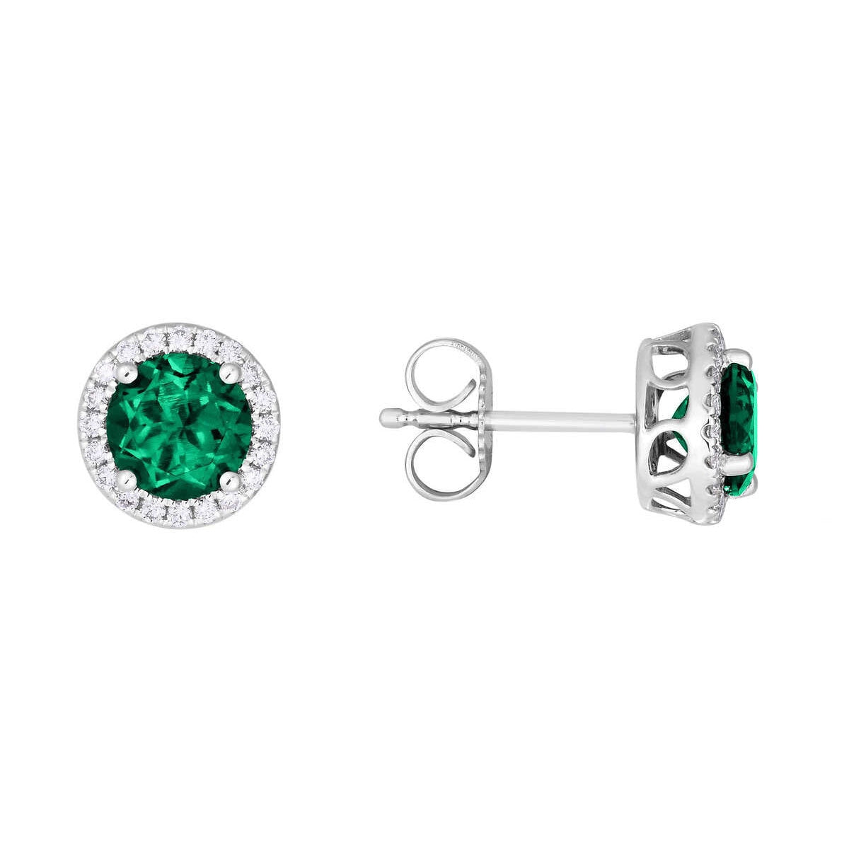 Costco lab emerald diamond earrings 14ct white gold, imported from the UK