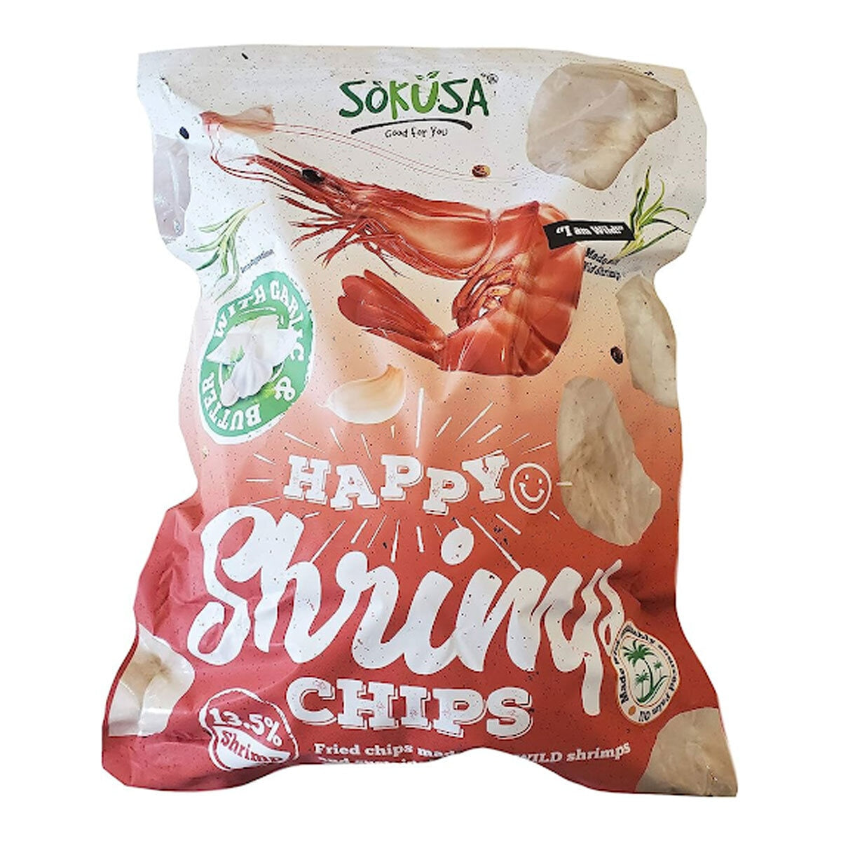Sokusa Garlic Butter Happy Shrimp Chips 454g (British brand)