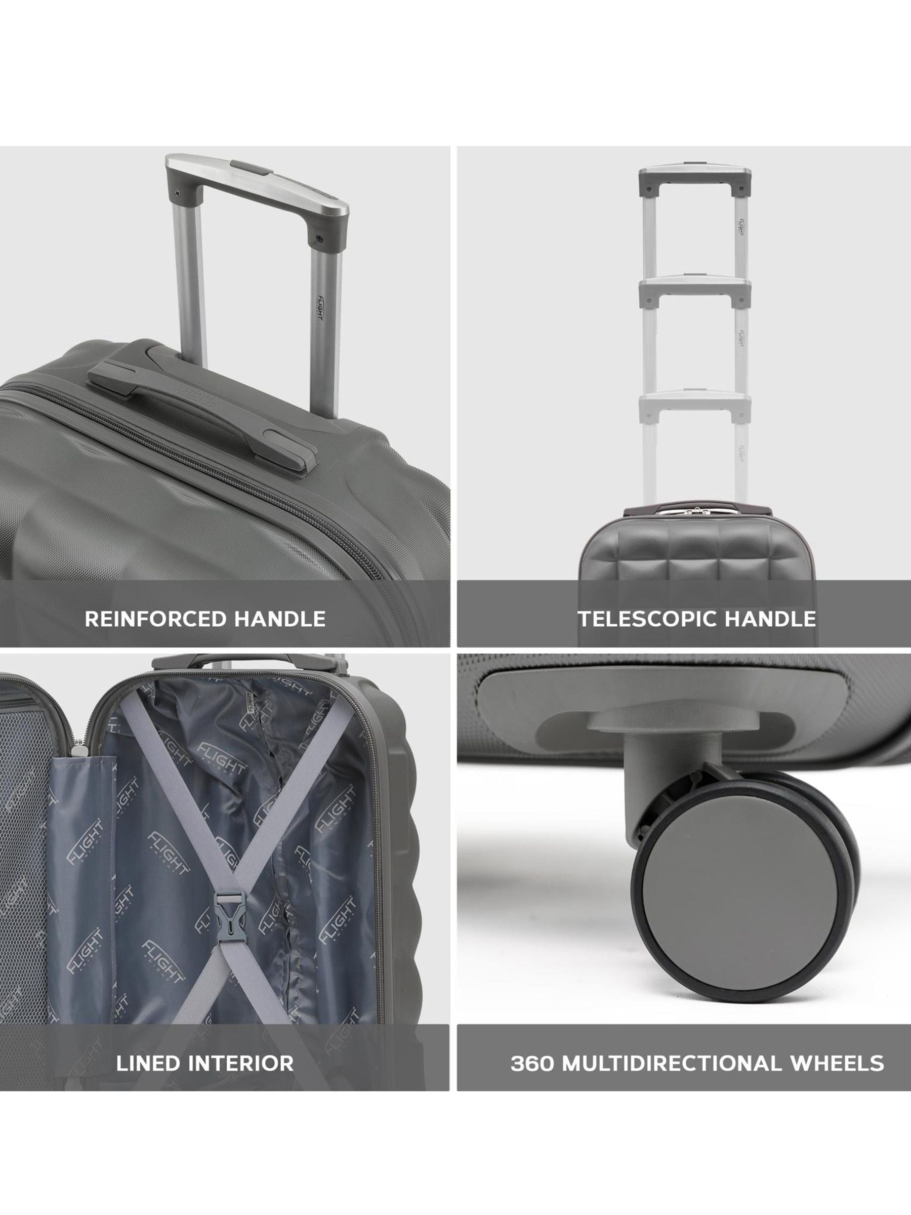 Flight Knight anthracite silver luggage set 3 piece, UK version