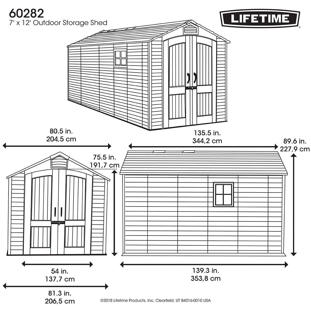 Lifetime 7ft x 12ft (2.1 x 3.6m) Storage Shed - Model 60282 GOODS Costco UK