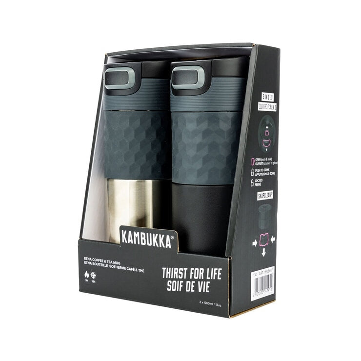 Kambukka travel mug 2 pack 500ml in 2 colours, UK version