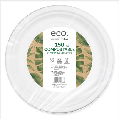 Jena Eco Assiettes solides compostables, lot de 150