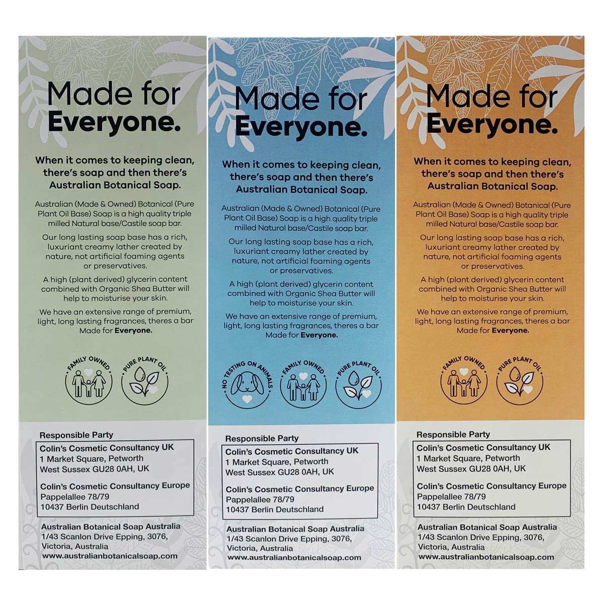 Australian Botanical Soap bar 8 pack in 4 varieties - British product