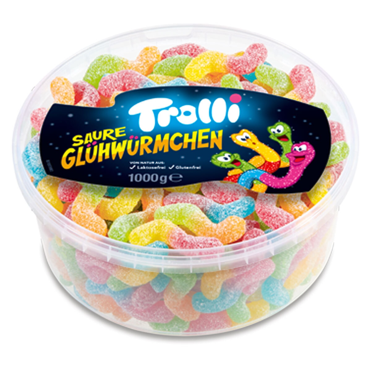Trolli Sour Glowworms fruit gummies 1kg (British brand)