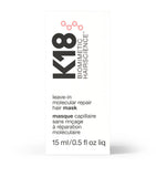 K18 leave-in molecular repair hair mask 15ml, UK version