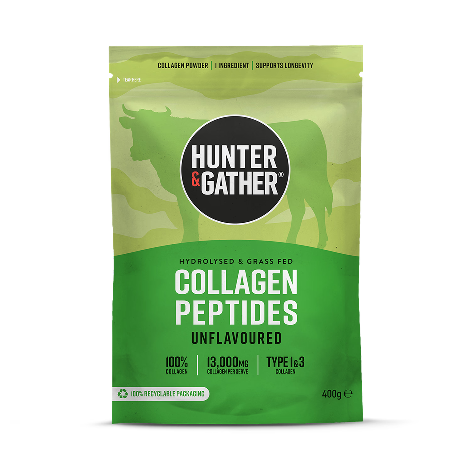 Hunter & Gather unflavoured bovine collagen peptides 400g, UK version
