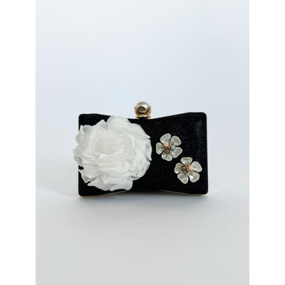 Superdrug SVNX Square Clutch Bag with 3D Florals and Rhinestone Handle, Black- Buy online at McGrocer
