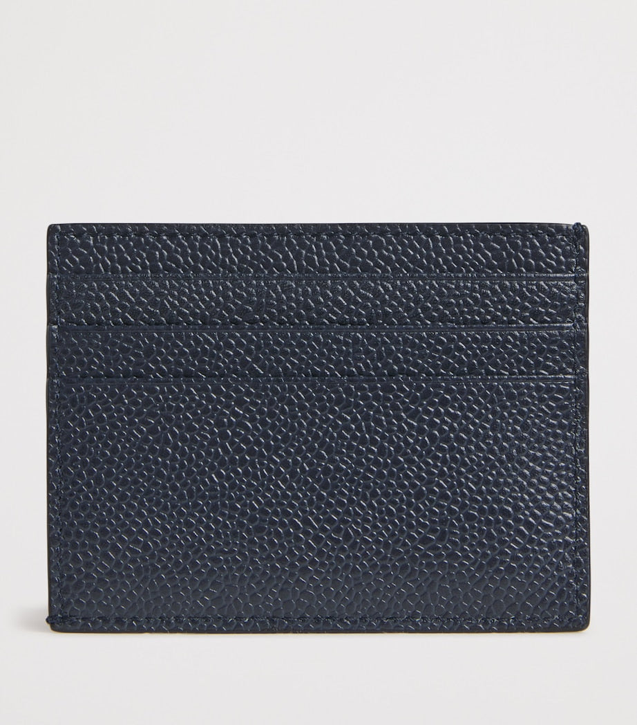 Thom Browne leather card holder pebble grain gold foil logo, UK version