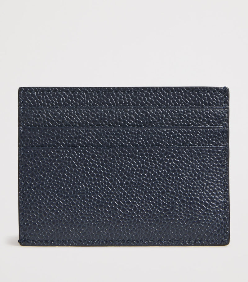 Thom Browne leather card holder pebble grain gold foil logo, UK version