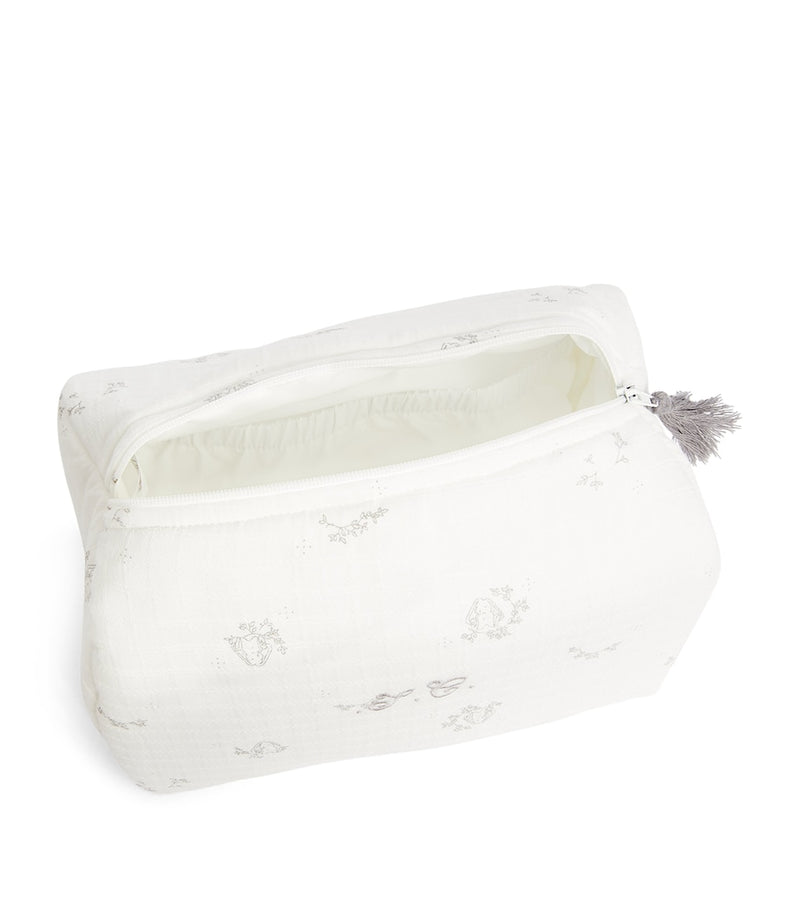 Tartine et Chocolat cotton rabbit print toiletry bag, imported from the UK