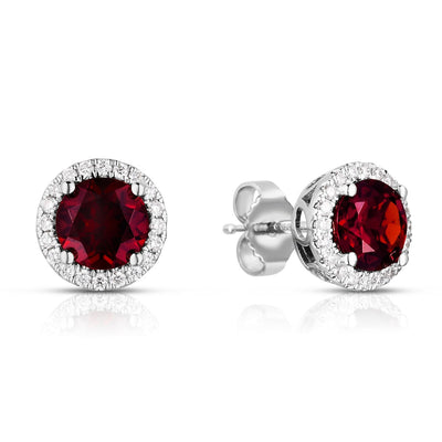 Costco UK Round Cut Garnet & 0.19ctw Diamond Earrings, 14ct White Gold- Buy online at McGrocer