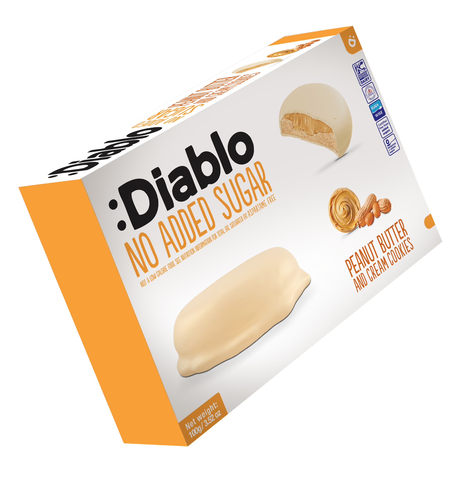 Diablo no added sugar peanut butter cookies 100g (British brand)