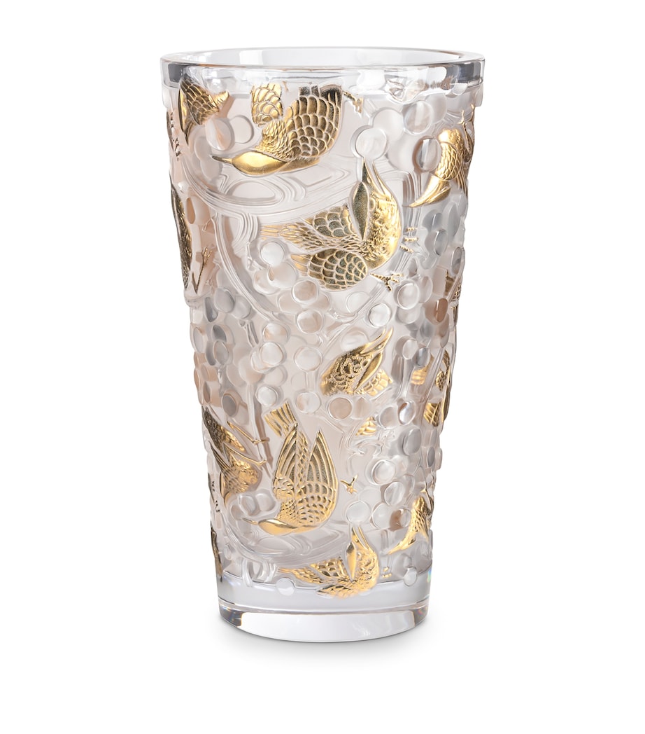 Lalique crystal Merles et Raisins vase 38cm, UK version