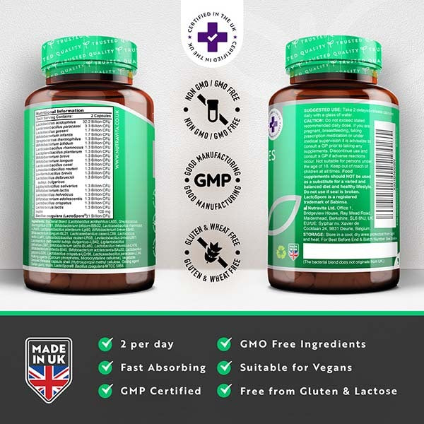 Nutravita probiotic 60 Billion CFU 60 vegan capsules, imported from the UK