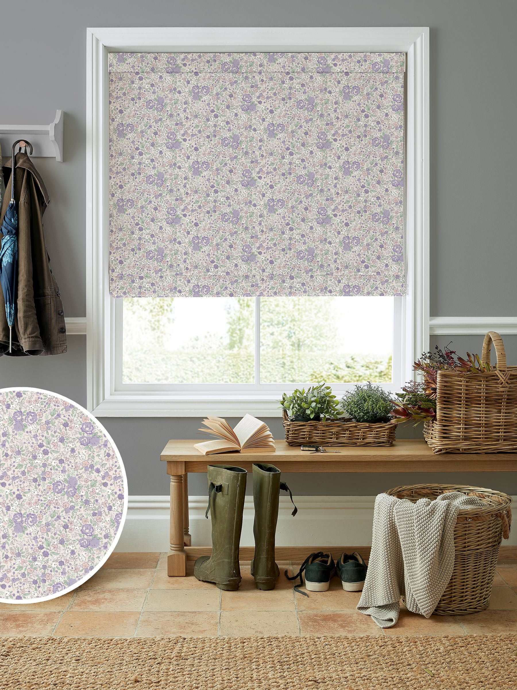 Laura Ashley Lavender Rowena roman blinds (British brand)