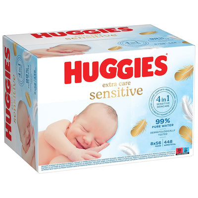 Costco UK Extra Care Perfume-Free Baby Wipes, 8 Packs of 56 Wipes- Buy online at McGrocer