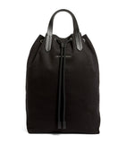 Scratch-Resistant Grained Leather Backpack with Buckle Fastening