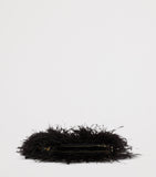 Balmain Anthem clutch bag with long fibres and gold buckle, imported from the UK