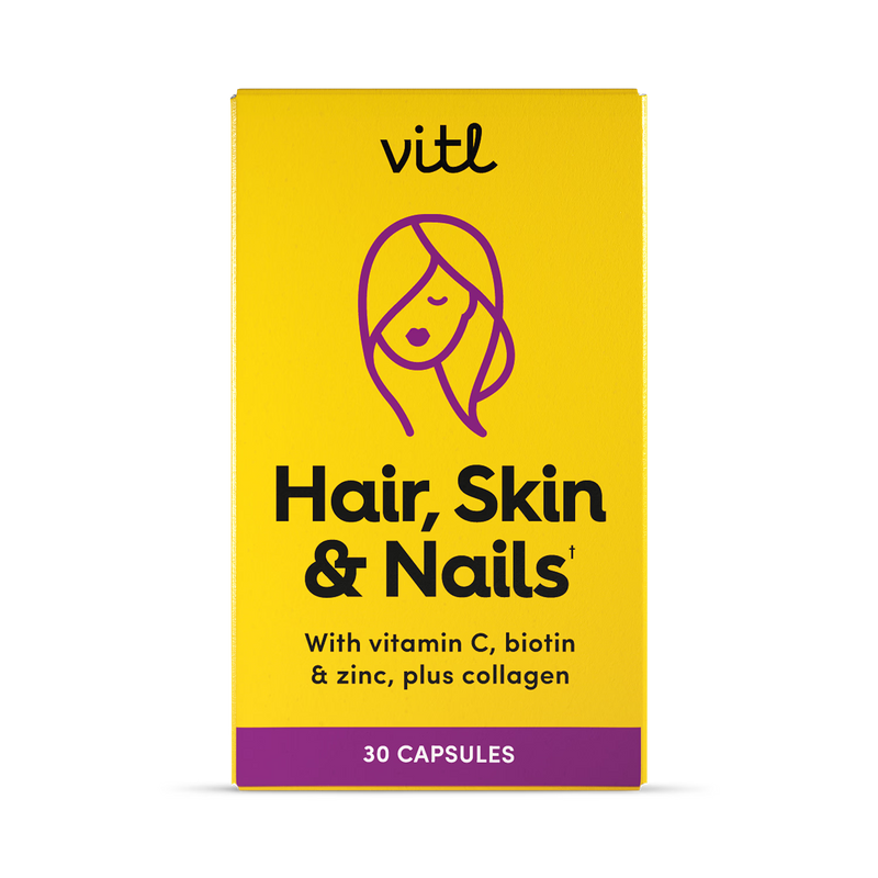 Hair Skin and Nails supplement daily capsules, imported from the UK