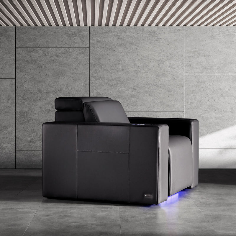 Valencia Barcelona black leather power reclining home theatre chair (British brand)