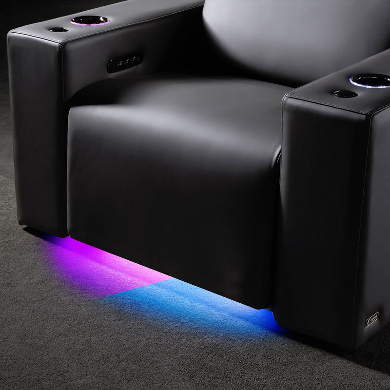 Valencia Barcelona black leather power reclining home theatre chair (British brand)