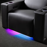 Valencia Barcelona Black Leather Power Reclining Home Theatre Chair with RGB LED GOODS Costco UK