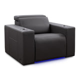 Valencia Barcelona Black Leather Power Reclining Home Theatre Chair with RGB LED GOODS Costco UK