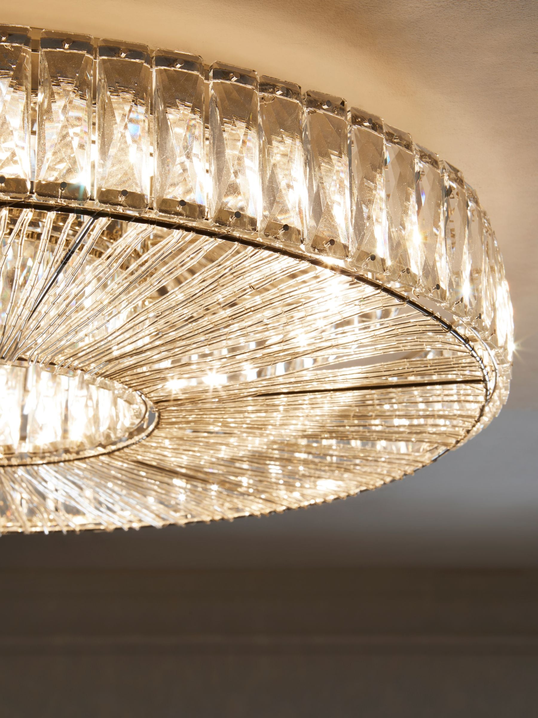 Clear Aria flush fitting ceiling light with hand-polished glass, imported from the UK