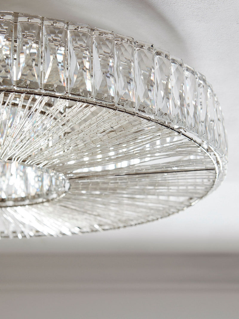 Clear Aria flush fitting ceiling light with hand-polished glass, imported from the UK