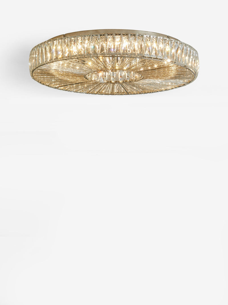 Clear Aria flush fitting ceiling light with hand-polished glass, imported from the UK