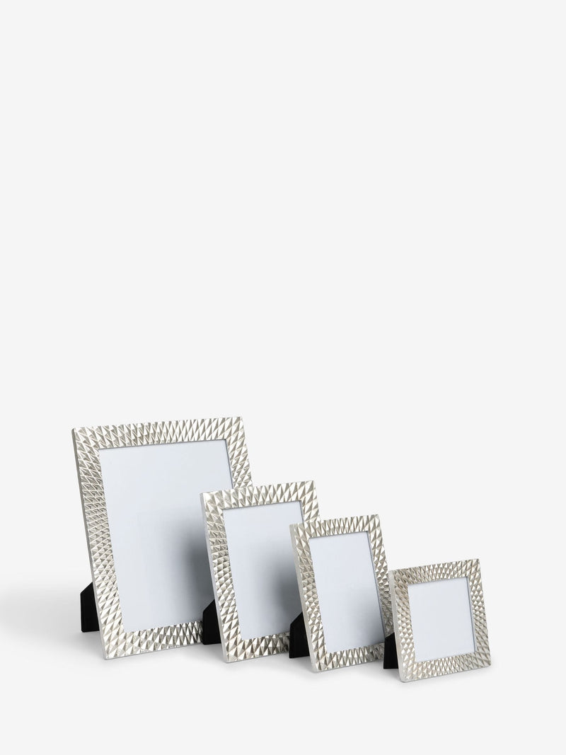 Silver geometric photo frame (British brand)