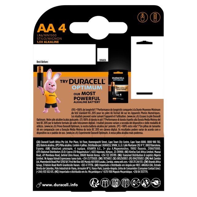 Duracell Plus 100% AA Alkaline Batteries   4 per pack GOODS M&S   