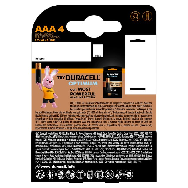 Duracell Plus 100% AAA Alkaline Batteries   4 per pack GOODS M&S   