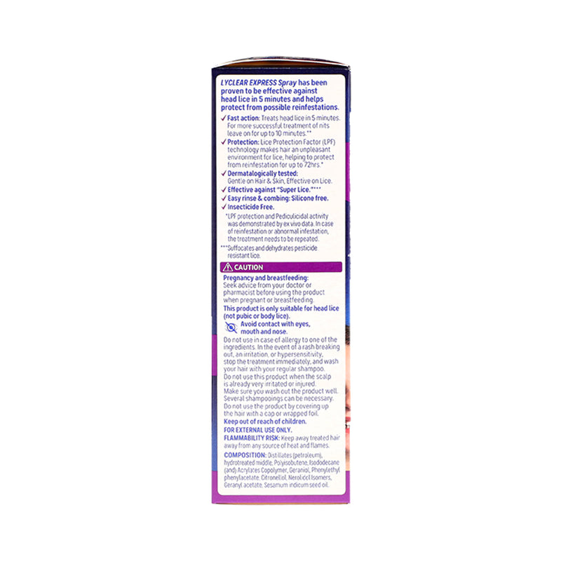 Lyclear head lice spray Extra Strong Express 100ml (British brand)