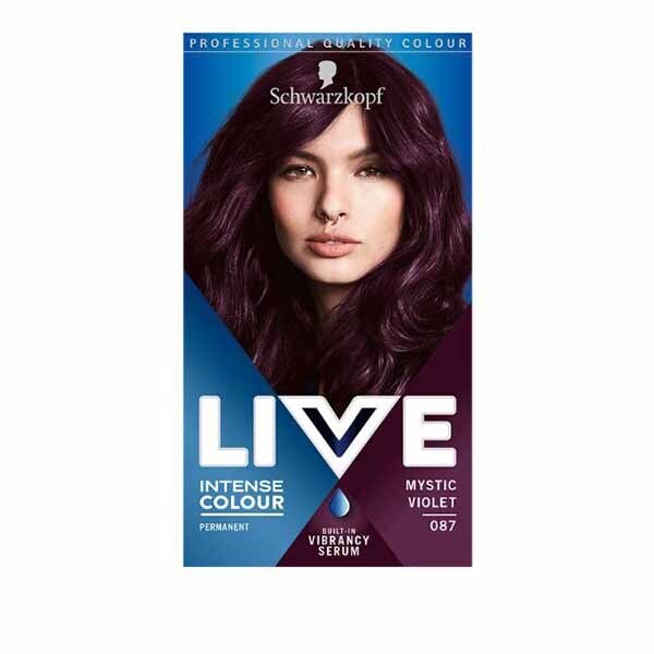 LIVE Intense Colour Permanent Black Hair Dye Deep Black GOODS Superdrug Mystic Violet 087  