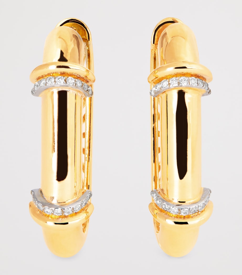 L'Atelier Nawbar yellow gold diamond Buoy Lock earrings - British product