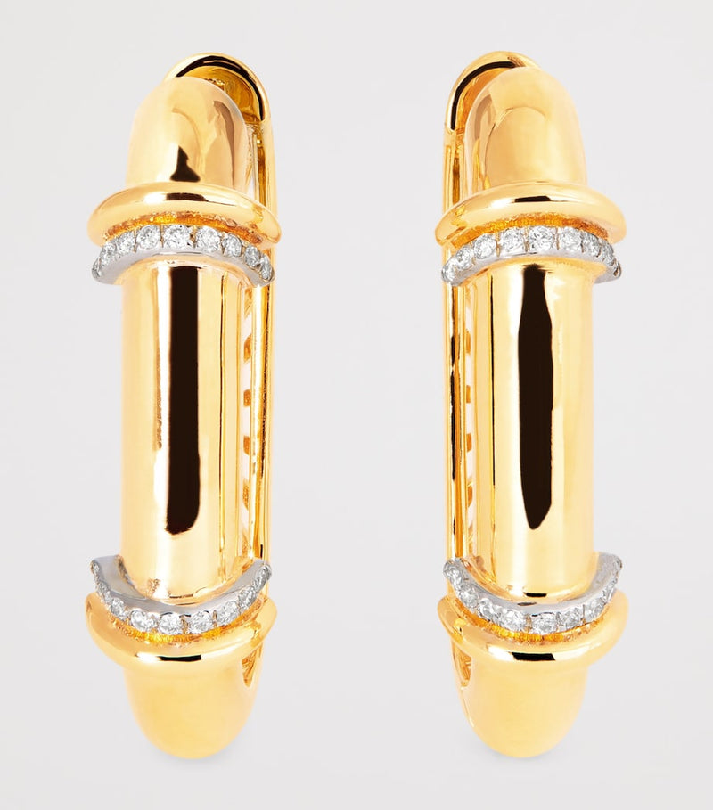 L'Atelier Nawbar yellow gold diamond Buoy Lock earrings - British product