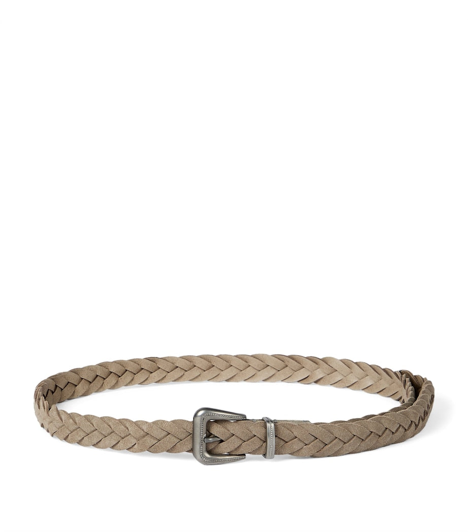 Brunello Cucinelli suede braided belt 2.5cm, imported from the UK