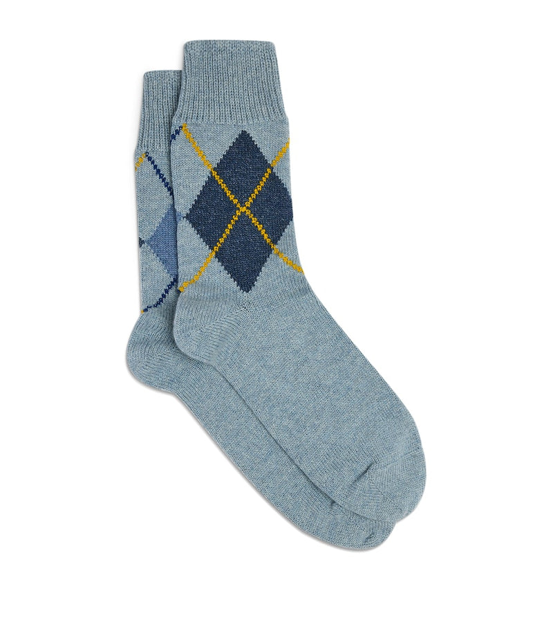 Dunhill cashmere-cotton argyle socks (British brand)